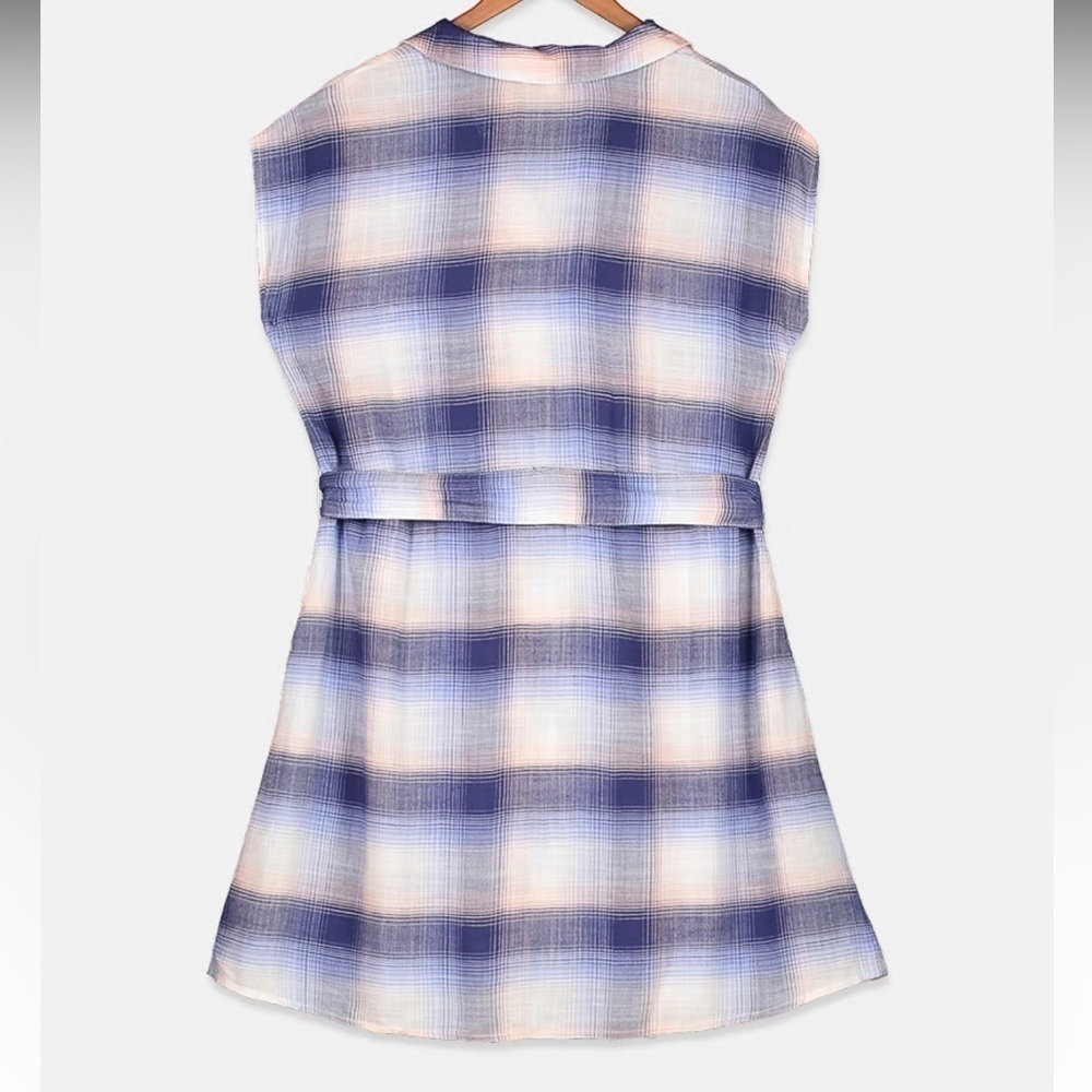 Bella Dahl Sleeveless Blue and White Tunic Dress - Picture 2 of 6